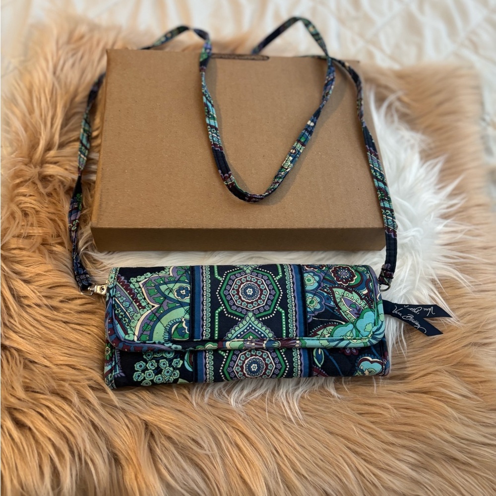 Vera Bradley Crossbody Bag in Blue and Green Paisley